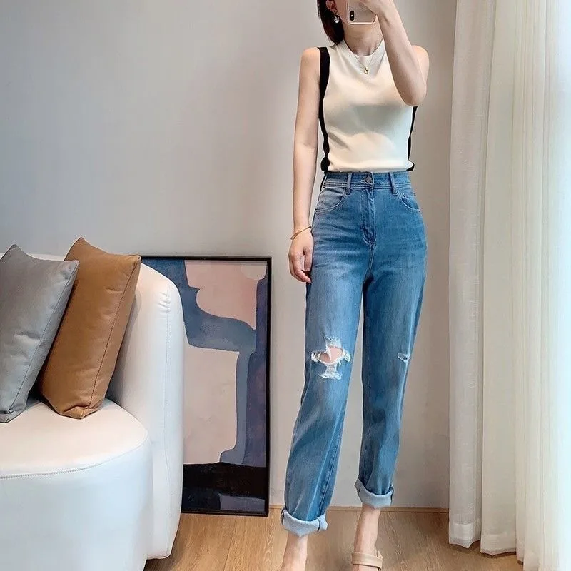 

Простой вязаный жилет контрастного цвета, женская летняя верхняя одежда с подтяжками, костюм без рукавов внутри