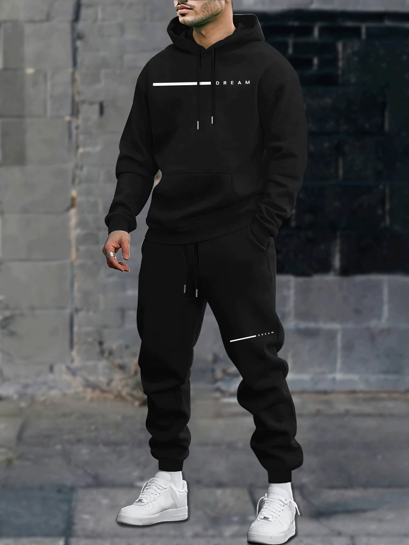 Men's Autumn-Winter Casual Loose Couple Hoodie Set, Fashion Hoodie with Long Pants Set  Fashionable sports outfit