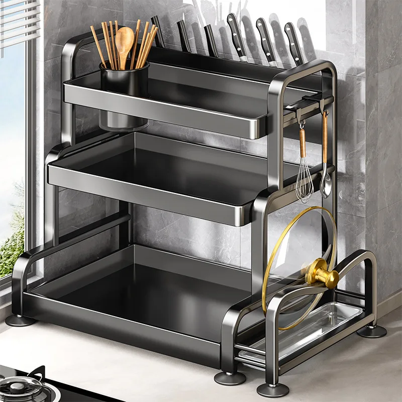 

Multifunctional shelf knife holder, storage multi-layer kitchen rack