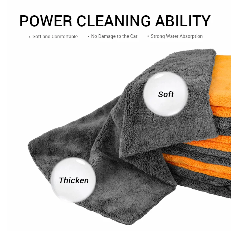 2pcs High-end Microfiber Towels Thickened Auto Detailing Water Drying Cloth Cleaning Tools Car Care Wash Accessories 40X40cm