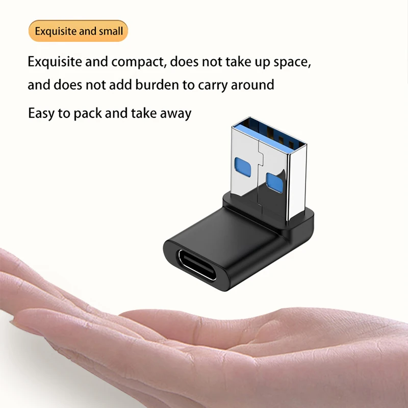 3A Type C Elbow USB 3.1 Charging Data Cable Adapter Converter for Android 90/180 Degree OTG Adapter Fast Charging 10Gbps
