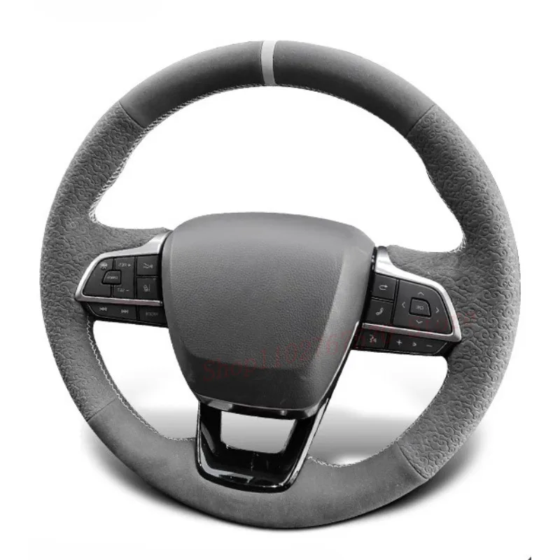

DIY Hand Sewn Anti Slip Sweat Absorbing Suede Steering Wheel Cover Wrap For Toyota Highlander 2022 Car Interior Accessories