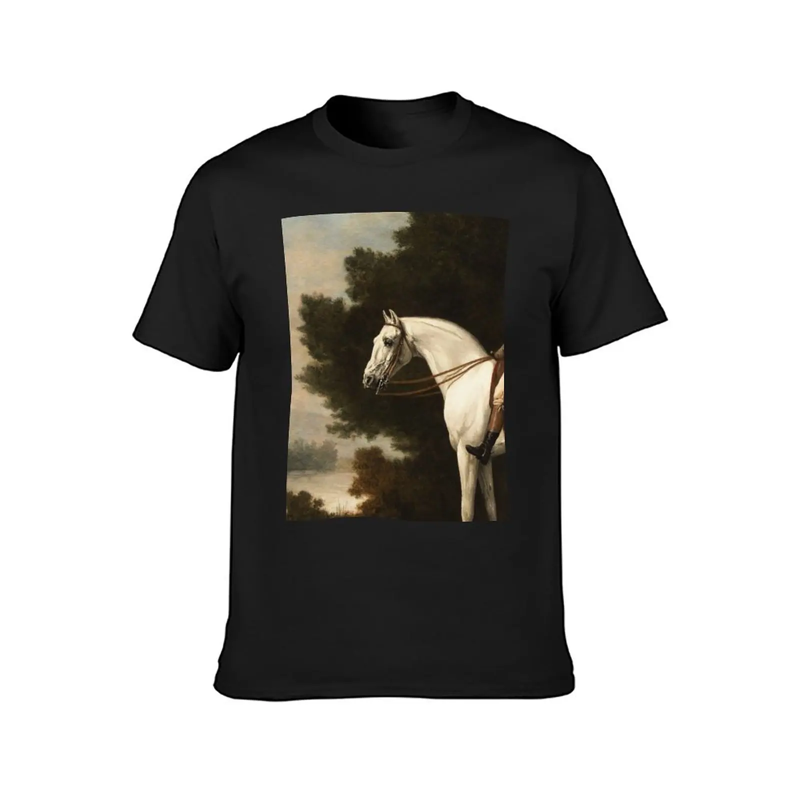 Grey hunter horse with rider by George Stubbs T-Shirt for a boy customizeds mens cotton t shirts