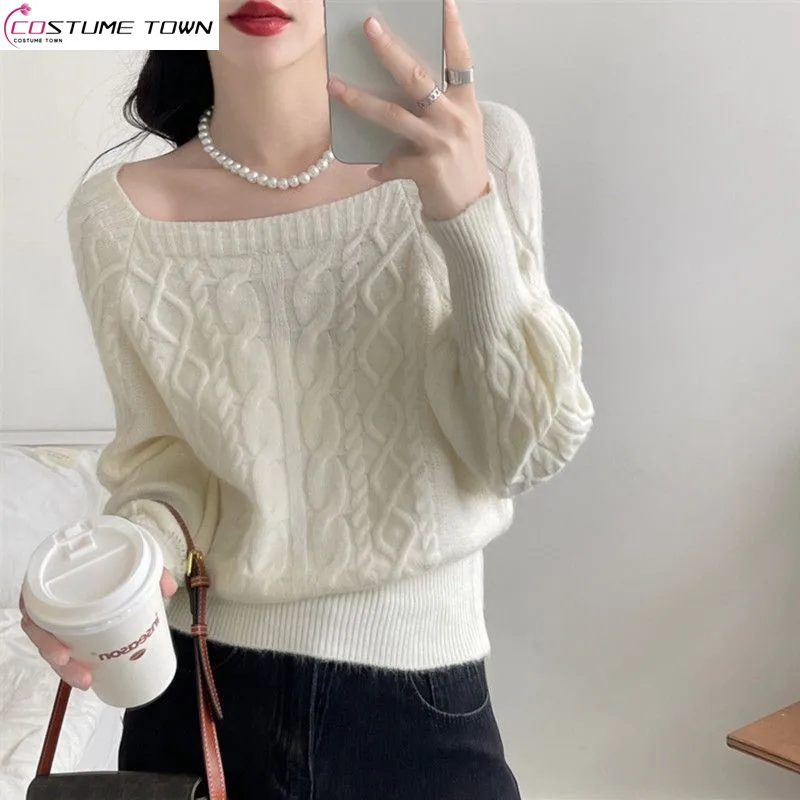 

2023 Autumn New Korean Contrast Stripe Short Style Slim High Grade Long Sleeve Knitted Sweater Women's Trend