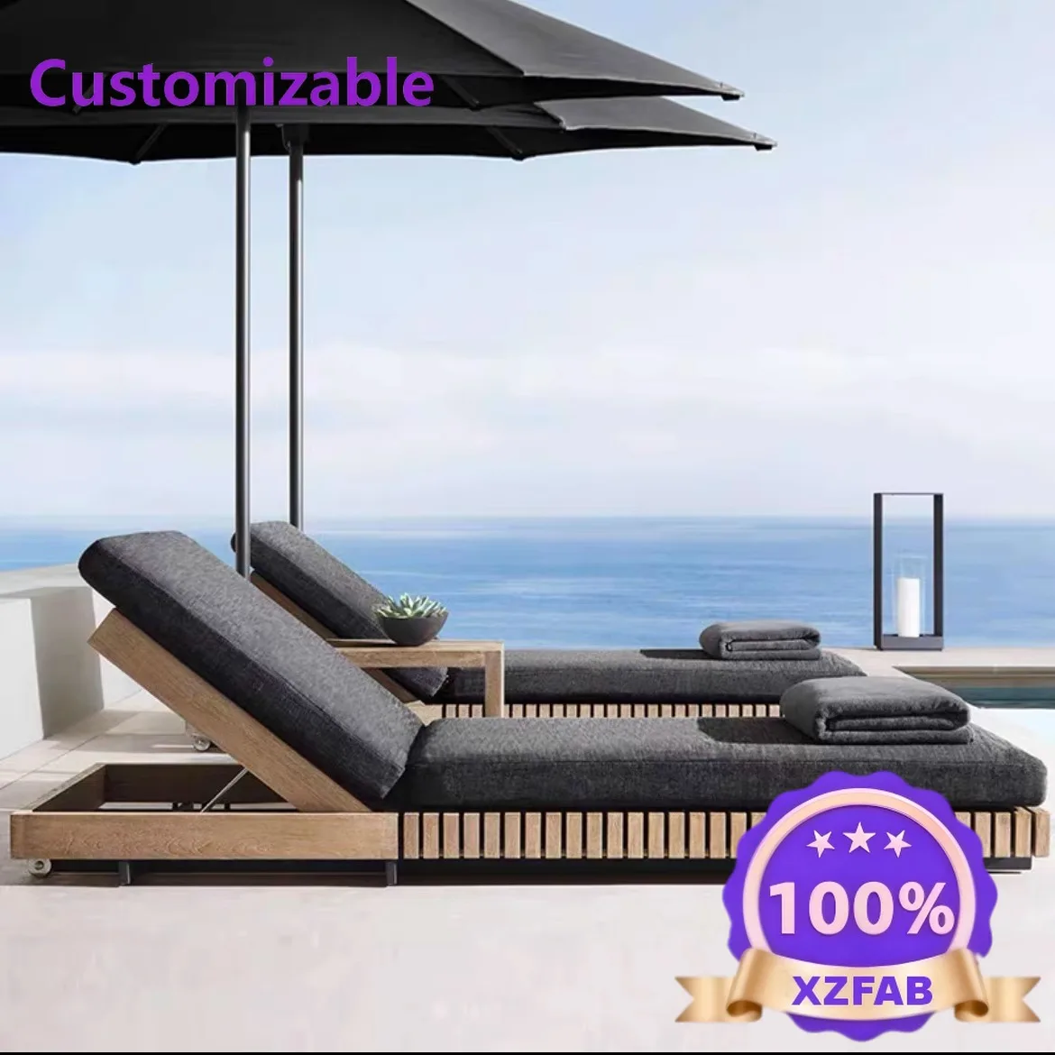 Factory Direct 2026 High Quality Villa Outdoor Sofa Solid Wood Waterproof Sunscreen Courtyard Garden