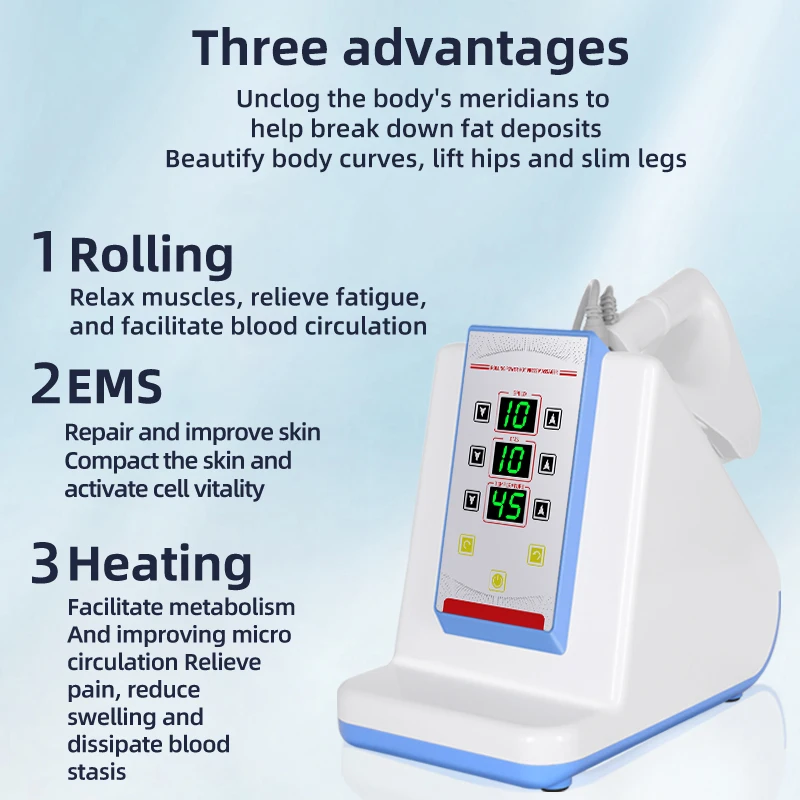 Electric Heating Roller Body Sculpture EMS Rolling Massage Machine with 360 Degree Handheld Metal Ball for Skin Tightening and R