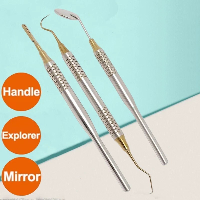 

3PCS Dental Mirror and Probe Set Stainless Steel, High Precision Calibrated Instruments for Dentists, Ergonomic