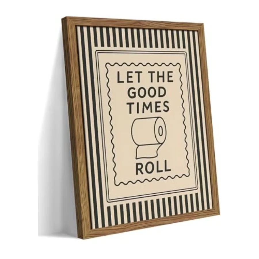 

Постер для ванной комнаты «Let The Good Times Roll» с винтажным принтом и забавной цитатой о туалете, настенное искусство на холсте в полоску, картина для ванной комнаты, для нижнего этажа