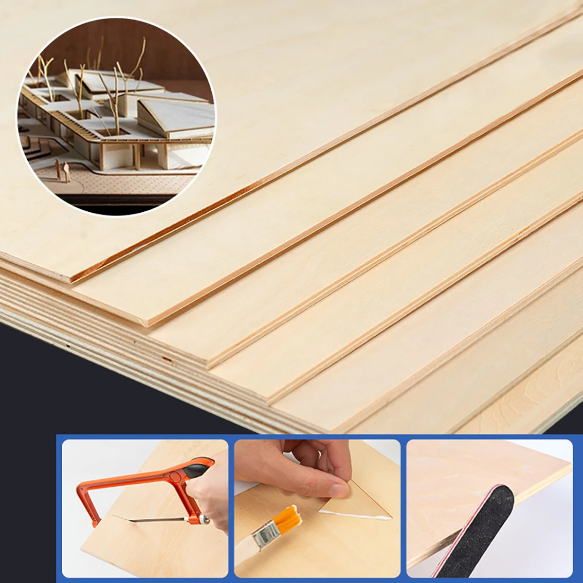 Plywood Craft Board 3/4/5mm Thick Model Layer Wood Board DIY Craft Sand Table Building Model Materials Accessories