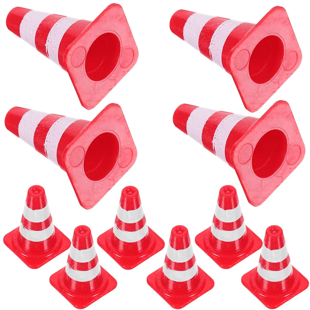 

24 Pcs Mini Roadblock Toys Miniature Cone Models The Sign Construction Cones Abs Leaning