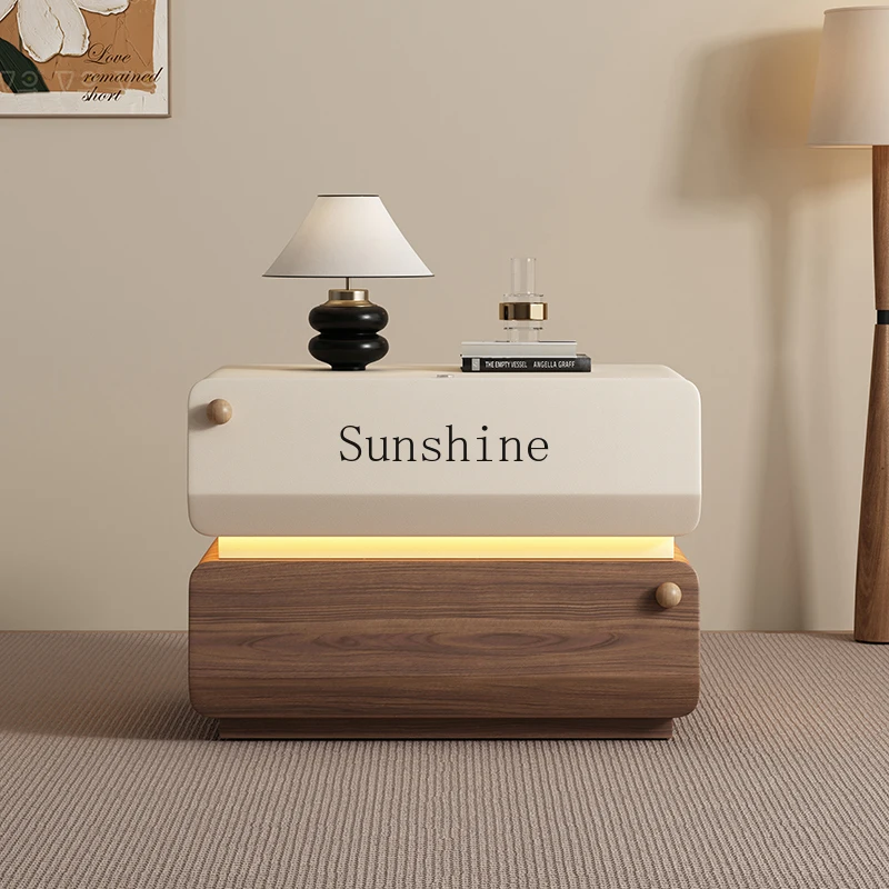 

Solid wood bedside table installation-free medieval cream wind simple modern bedroom locker