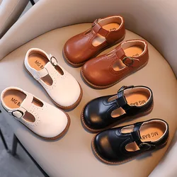 Chaussures en cuir décontractées à sangle en T pour bébés garçons et filles, nouvelles sandales d'été Mary Janes pour enfants, noir et blanc, 2023, CSH1253