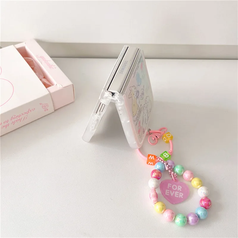Cat Ear Cartoon Rabbit Phone Case for Samsung Galaxy Z Flip 6 5 4 3 Protective Back Cover for ZFlip4 ZFlip5 ZFlip6 Case Shell