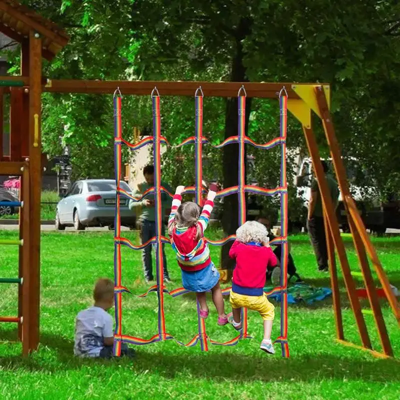 

Kids Rainbow Ribbon Climbing Net Mesh Children Physical Training Climbing Net For Sports And Entertainment Webbing Ladder