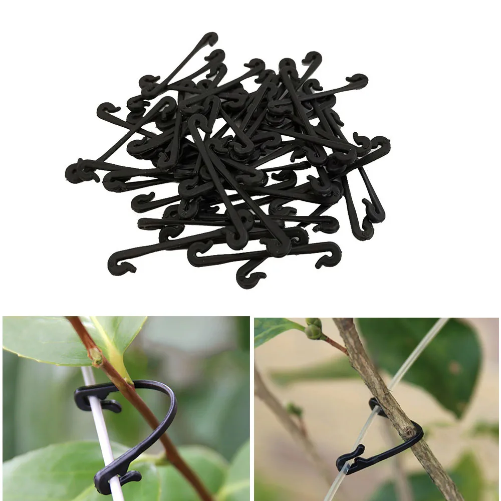 

100PCS Plastic Plant Fixing Clips Tomato Support Clips Grape Rack Mesh Fasteners Gardening Agricultural Bundling Line Cages