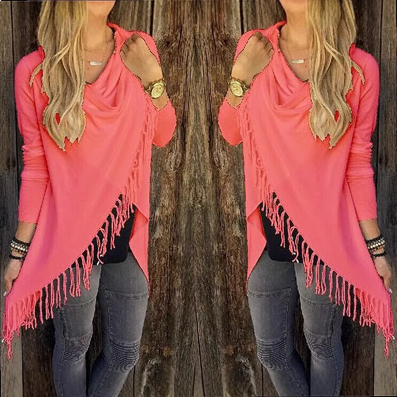 Girls Fringe Coat Classic Slim Fit Tunic Tops Spring Summer Fashion Outerwear Coats