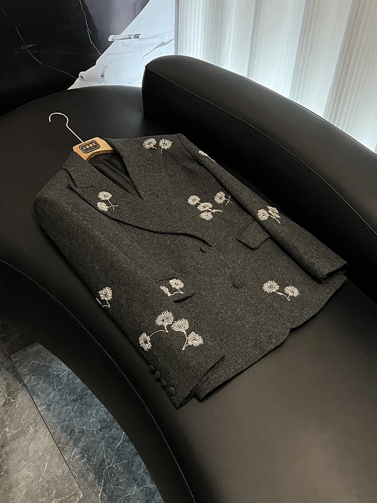 

Новое поступление, прямая юбка-юбка средней длины с вышивкой, комплект с цветочным принтом, женский наряд для поездок на работу, женская мода