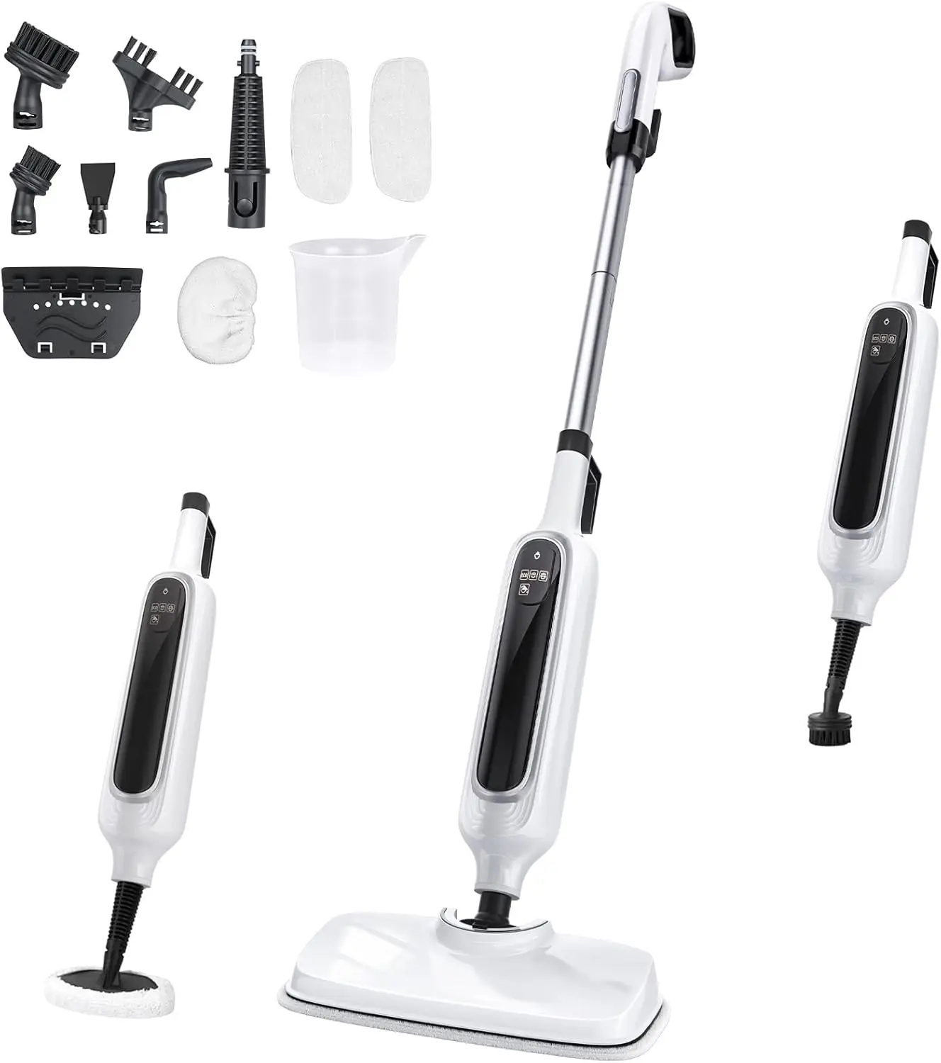 

12-in-1 Steam Mop with Detachable Handheld Cleaner, 23FT Cord, 3 Modes & LED Display for Home Floors and Surfaces