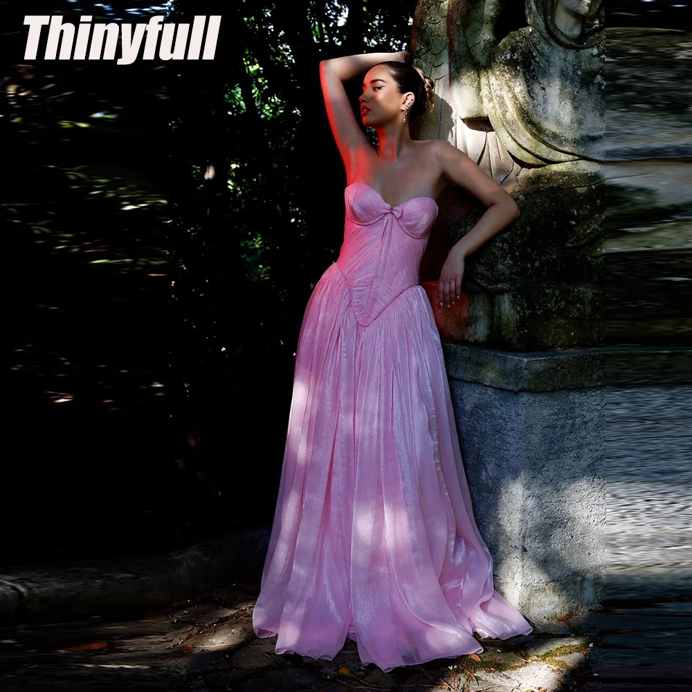 

Thinyfull Shiny Satin A-line Prom Dress 2026 Sleeveless Sweetheart Evening Party Dress Birthday Gown Robe De Soirée Customized
