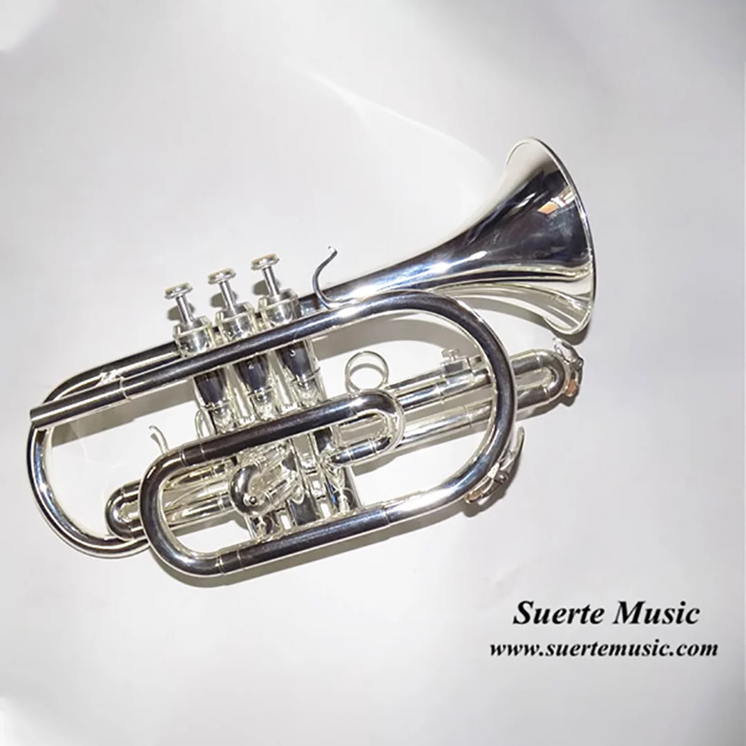 

Bb Flat Cornet trumpet Instrument Silver plated Trompeta with mouthpiece and Carry Case Musical Instrument Professional