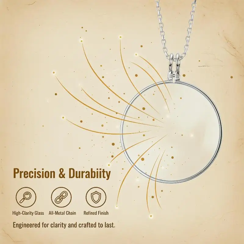 Detailed Inspection Optical Jewelry Magnifying Glass With Chain For Reading