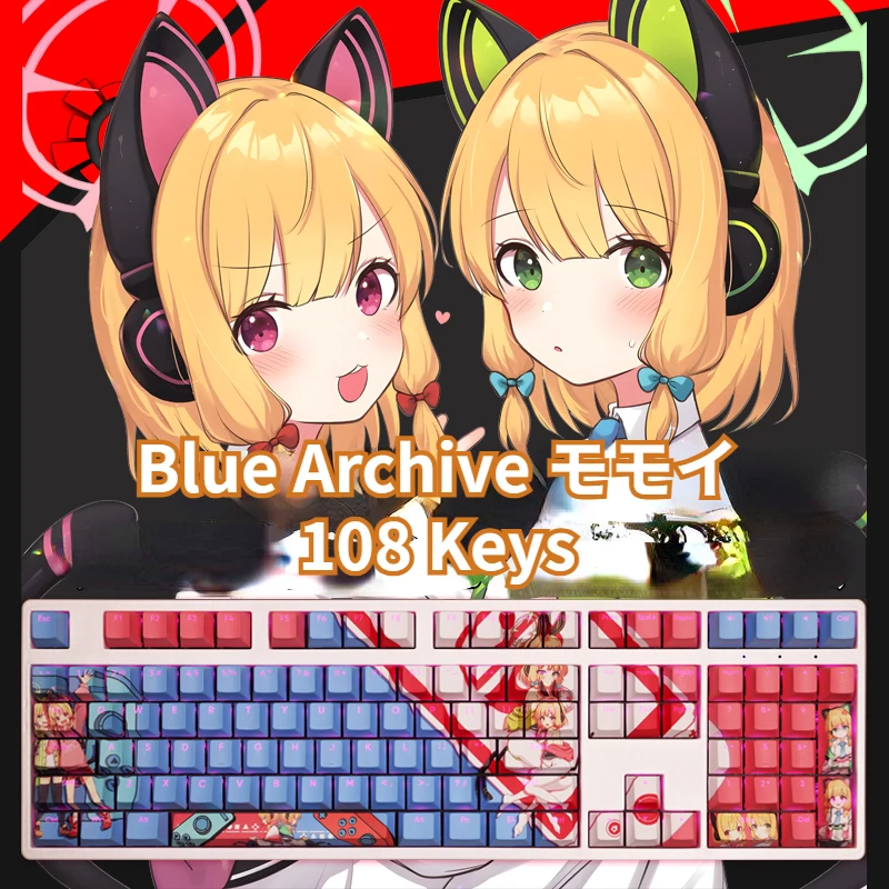 Blue Archive モモイ 108 Keys  Anime game Keycaps RGB translucency PBT Material Cherry Profile Mechanical Keyboard Caps