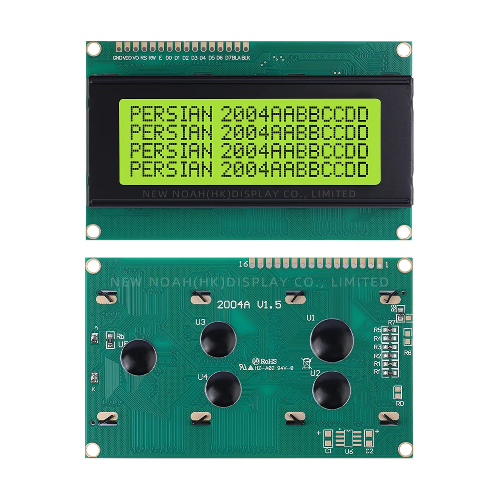 الفارسي الأصفر الأخضر فيلم 2004A شخصية وحدة عرض الشاشة 4*20 16PIN واجهة وحدة ST7066U دعم اللغة المخصصة