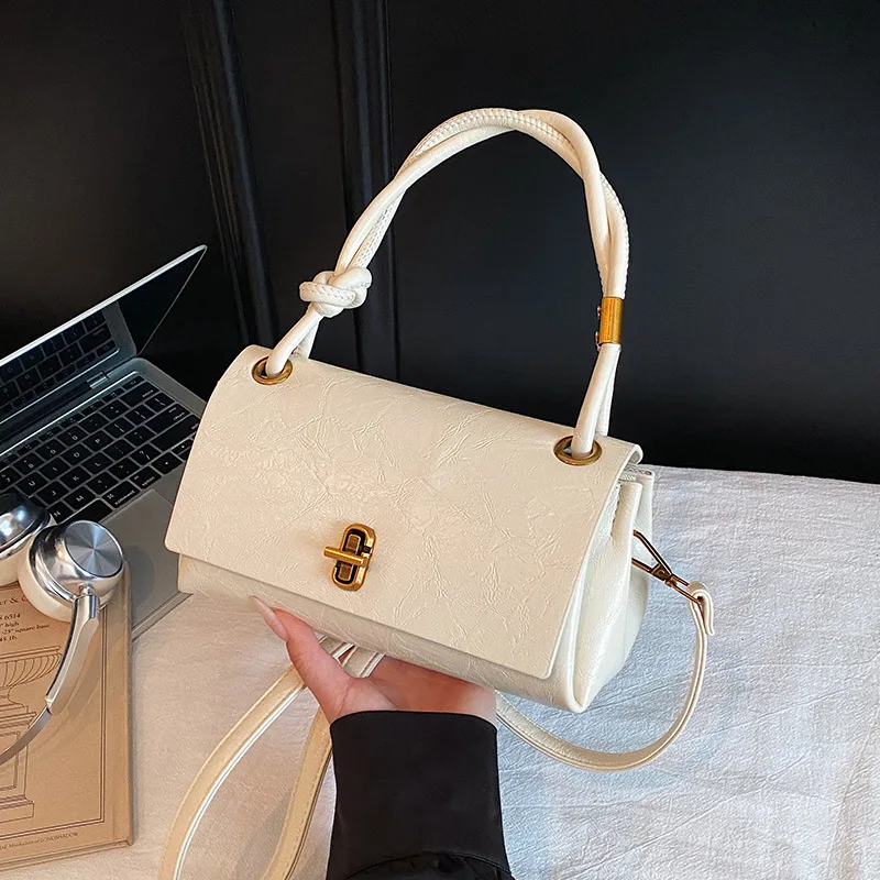 

Stylish Lightweight Square Crossbody Bag with Lock Detail - Compact Designer Crossbody Purse for Women