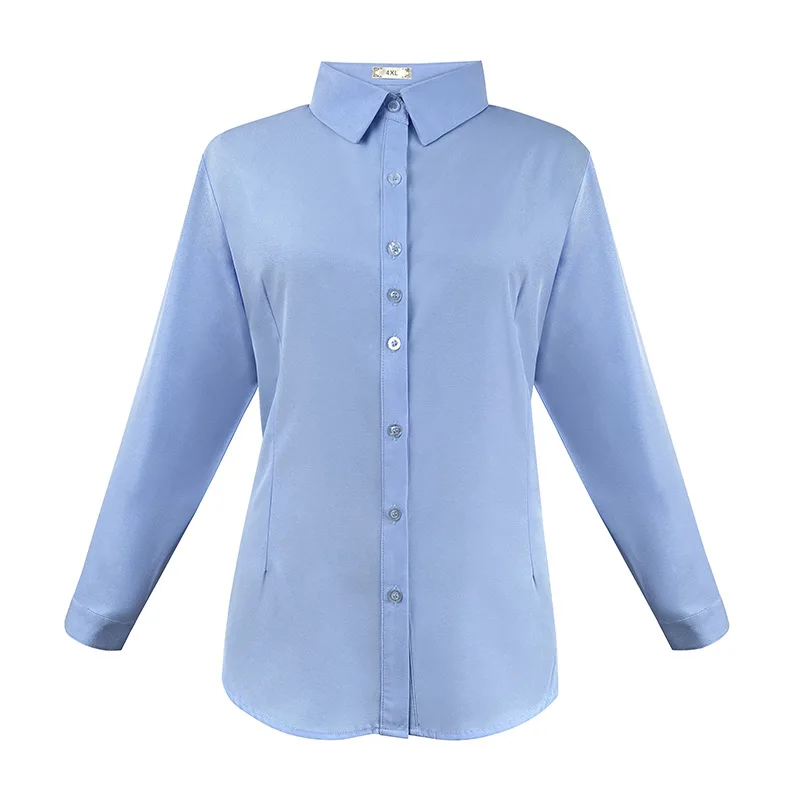 Blue Women Shirts Plus Size 10XL 9XL Office Lady Blouses Stretched Long Sleeve No Ironing White Formal Business Chiffon Clothes