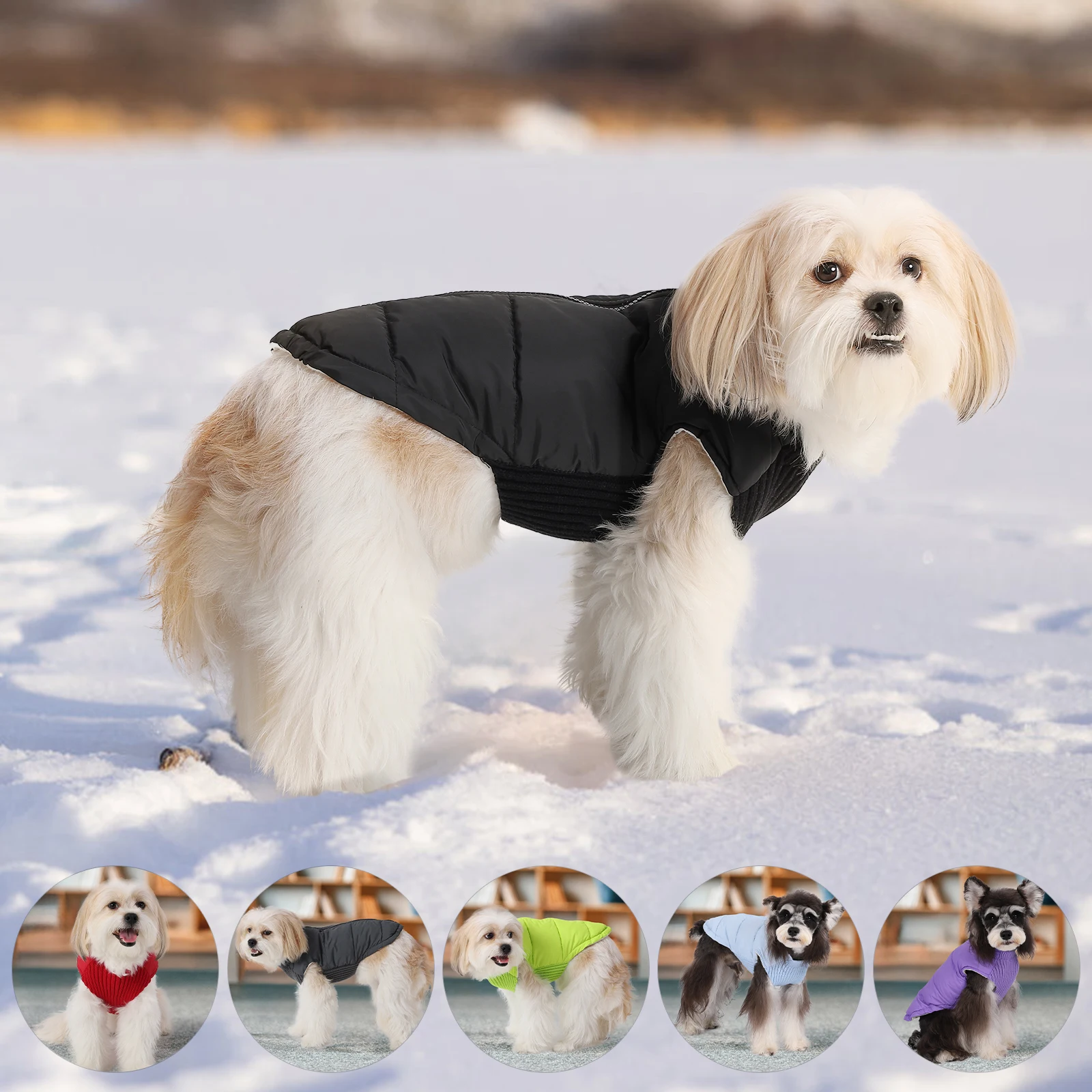 Pet Dog Winter Warm Cotton Coats Back Zipper Windproof Thickness Clothes for Small Medium Dogs Chihuahua French Bulldog Outfits