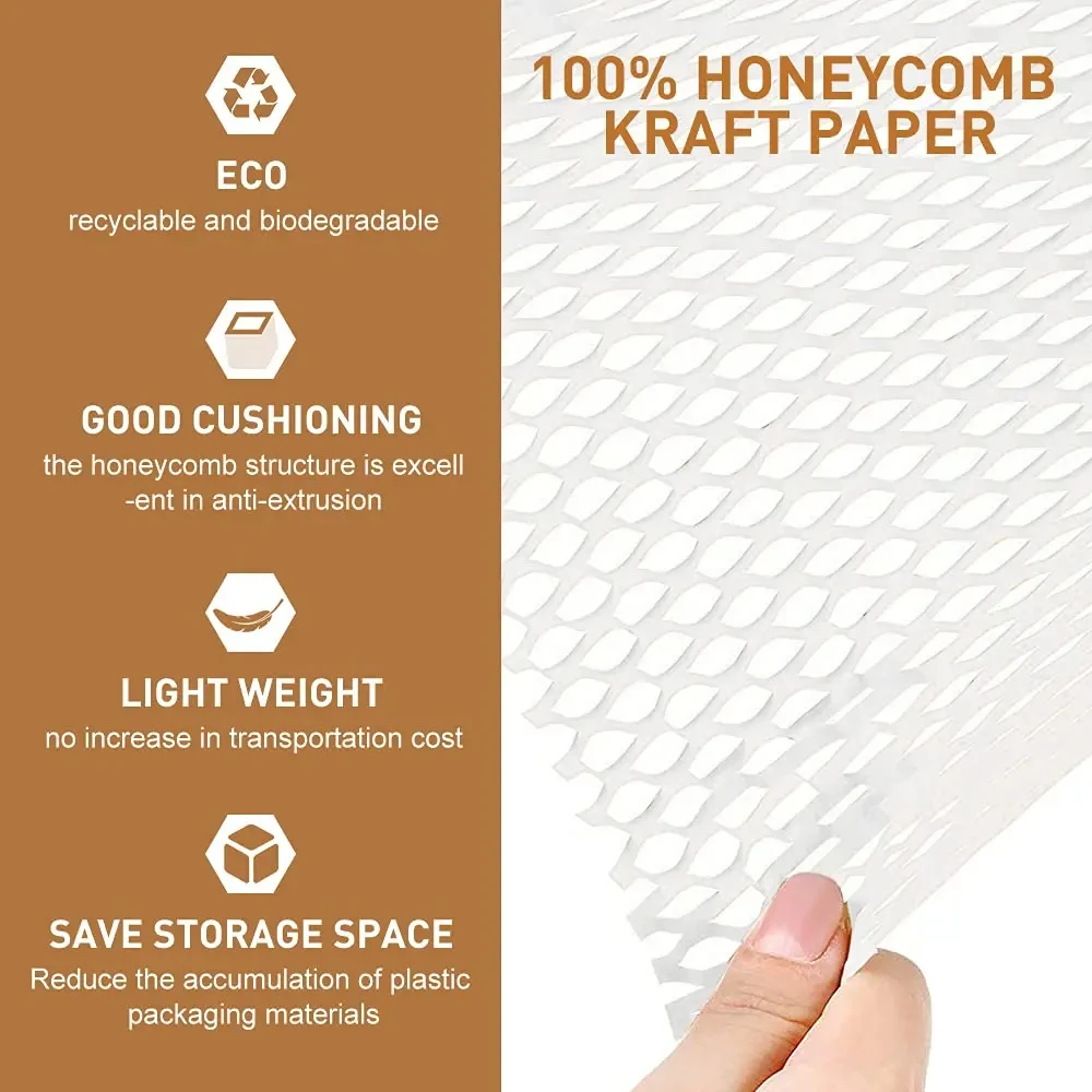 Imagem -06 - Honeycomb Paper Filled Shockproof Amortecimento Embalagem Flower Forrado Kraft Material Art Papel de Embrulho Papel em Rolo 30cm 3m