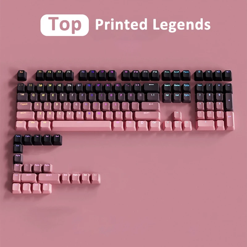 

Колпачки для механических клавиатур 2026 года с градиентным принтом, 60% 65% 75% TKL 96% 98% 100%, красные, фиолетовые, серые, зеленые, синие, OEM, для клавиатур MX