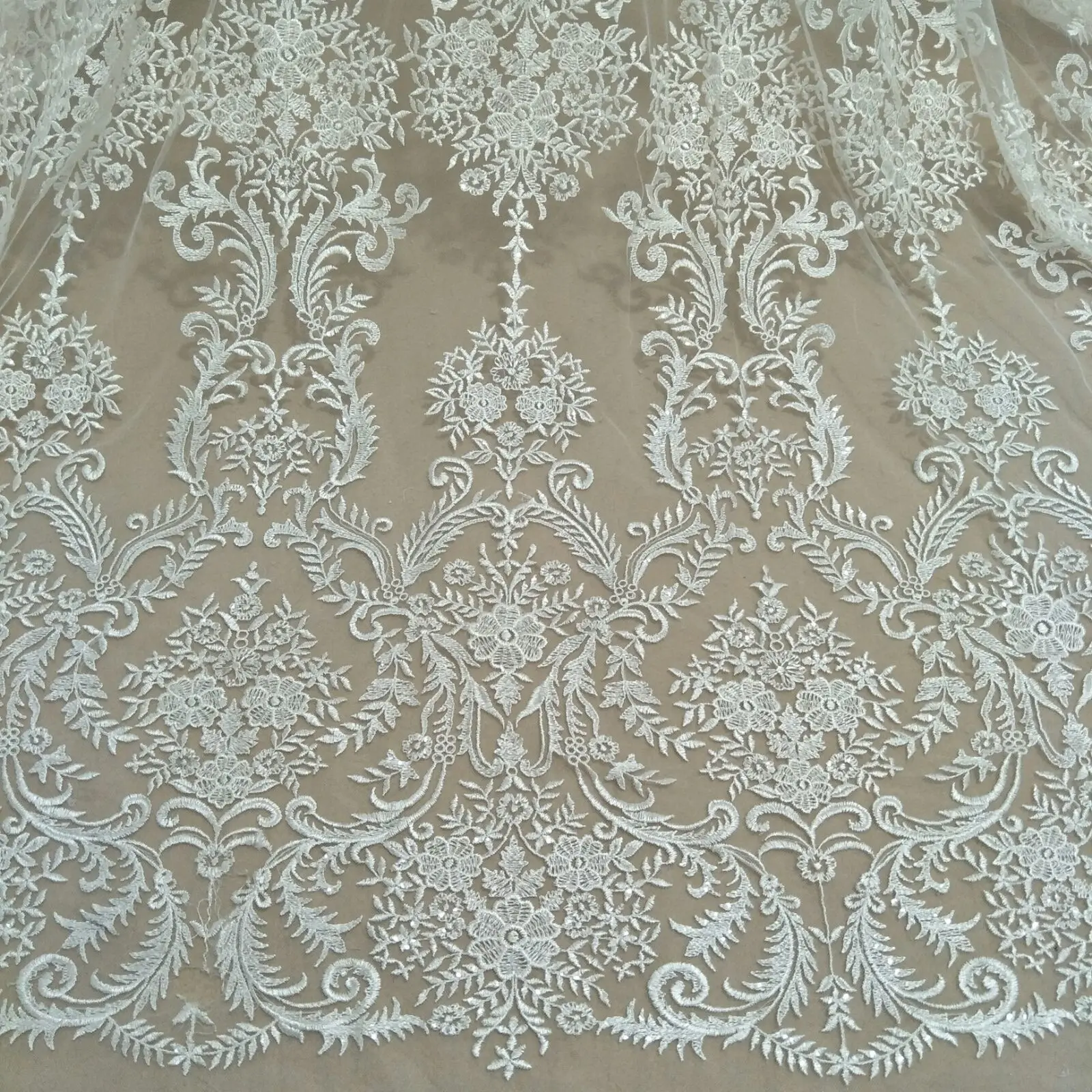 Sequin Wedding Dress Fabric Lace, The Latest, regular Nylon Material, Sold by the Yard, 2023