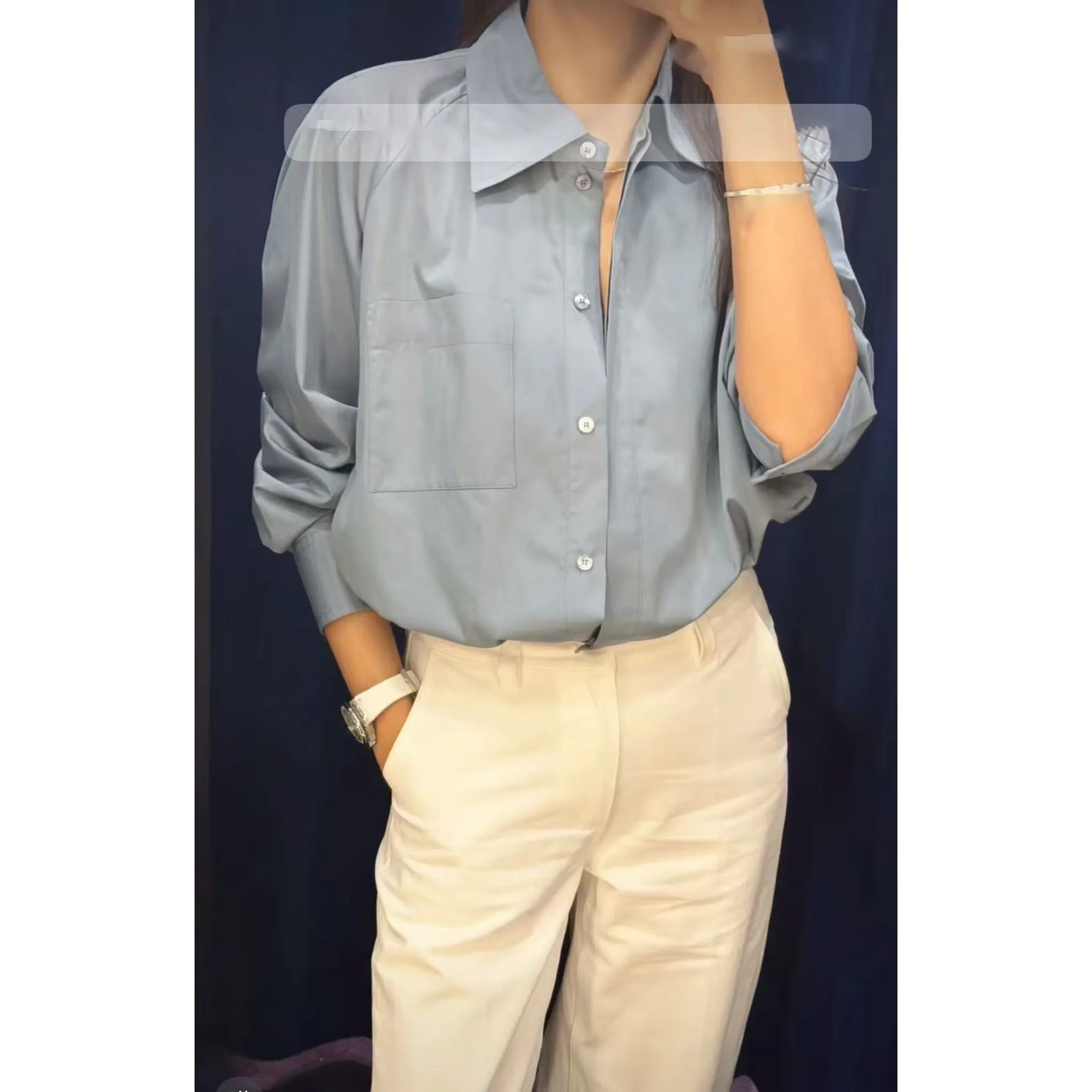 2026 Early Autumn High Fashionable Slim-fit Slimming Two-color Simple Pocket Polo Collar Long-sleeved Jacket For Women