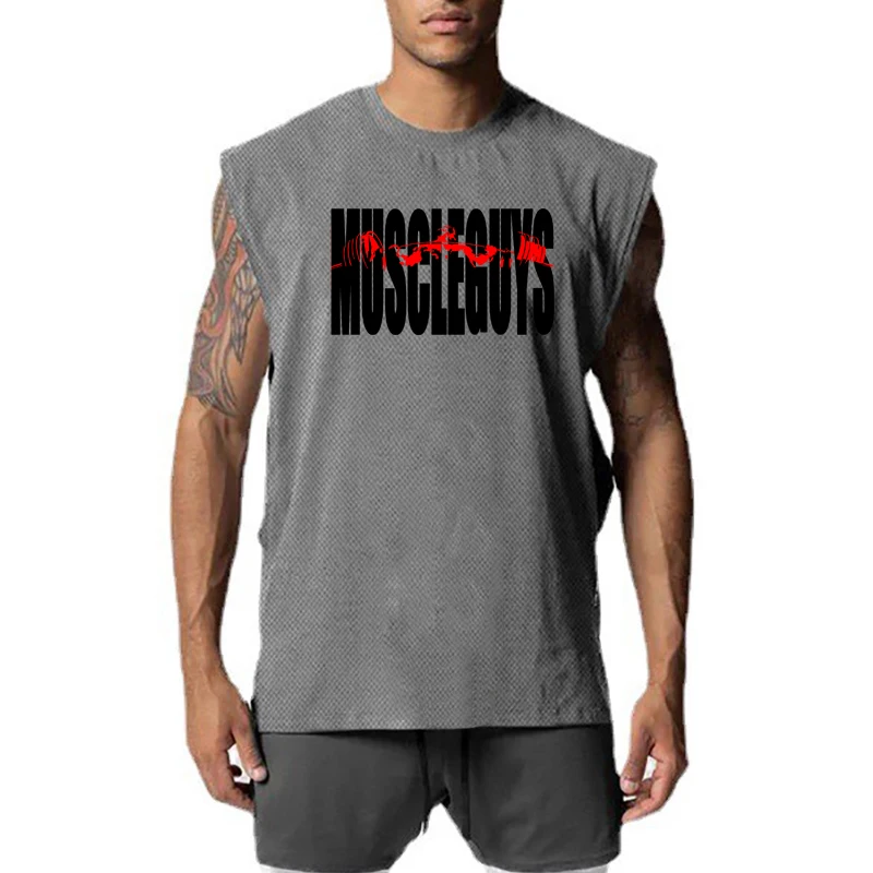 

Men's Fitness Running Mesh Quick-drying Sleeveless T-shirt High-quality Breathable Tank Tops