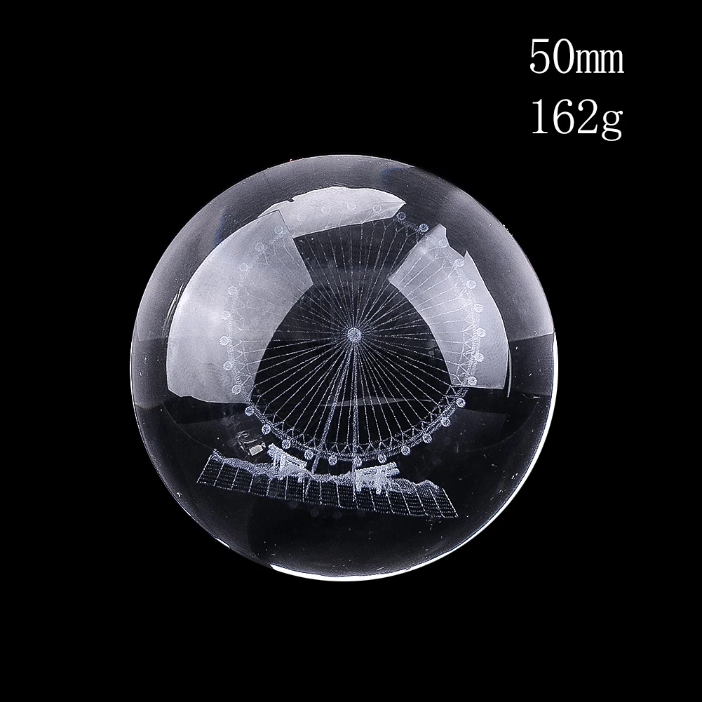 50mm Clear Glass Laser Engraving Prism Ferris Wheel Crystal Ball Sun Catcher Mirror Refraction Crafts Charms Ornament Desk Decor