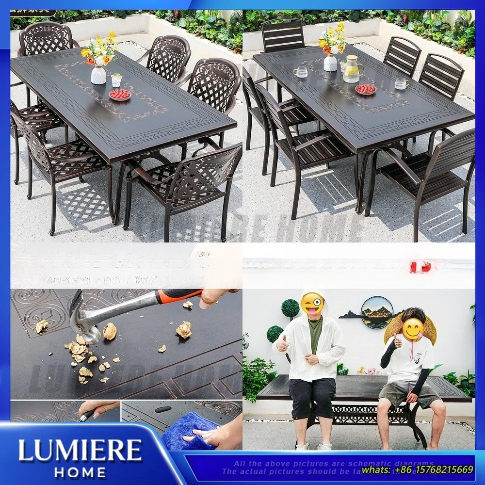 

Набор обеденных столов на открытом воздухе из алюминиевого сплава, садовая мебель для патио для балкона на заднем дворе, современный минималистичный стол для отдыха, комбинированный стул