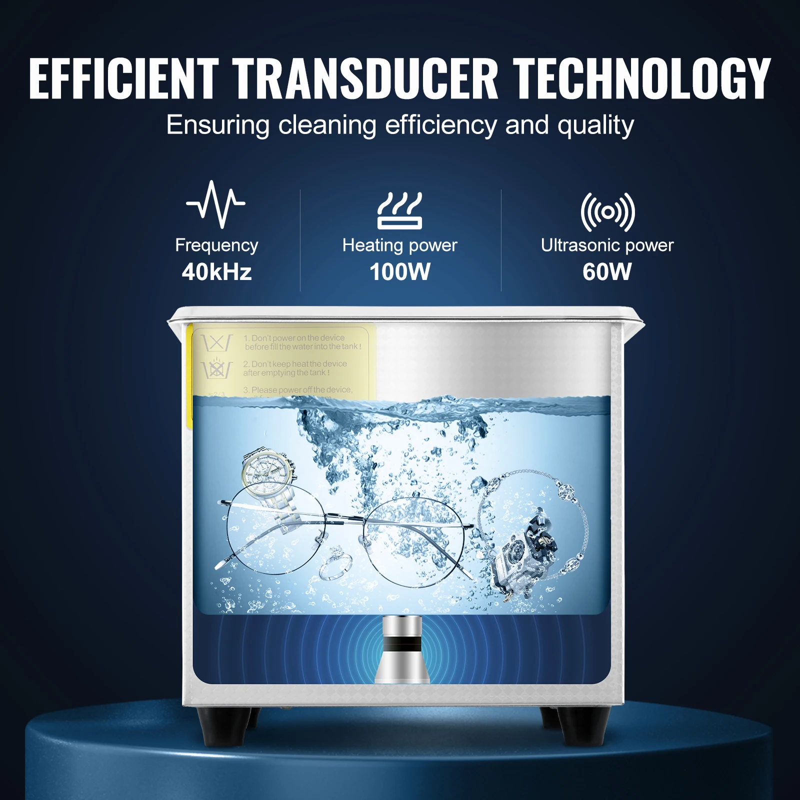 Ультразвуковой очиститель VEVOR 1,3 л, машина для ультразвуковой очистки из нержавеющей стали, цифровой нагреватель, таймер, чистка ювелирных изделий для дома