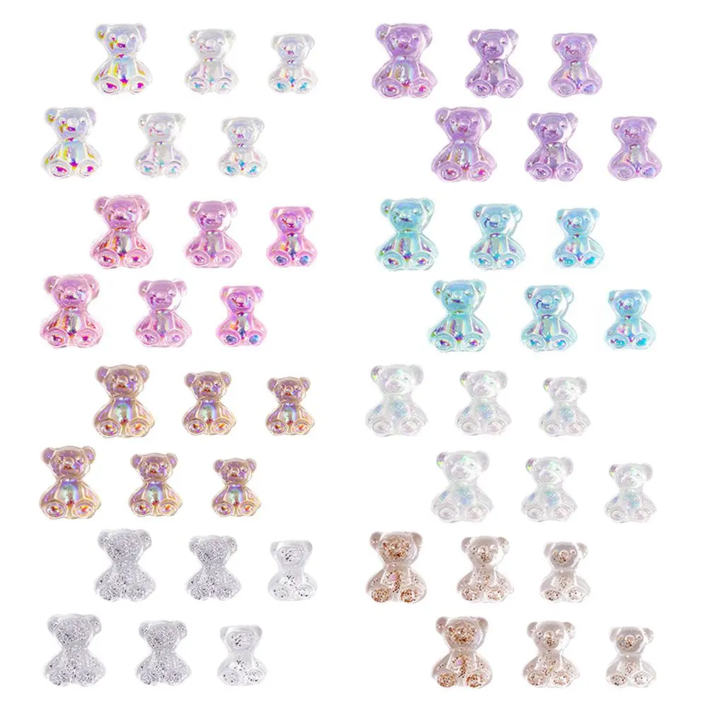 

100 Pcs Nail Decor Resin Bear Charms for DIY Manicure Accessories Women Girls Nail Decor Candy Color Acrylic Nails