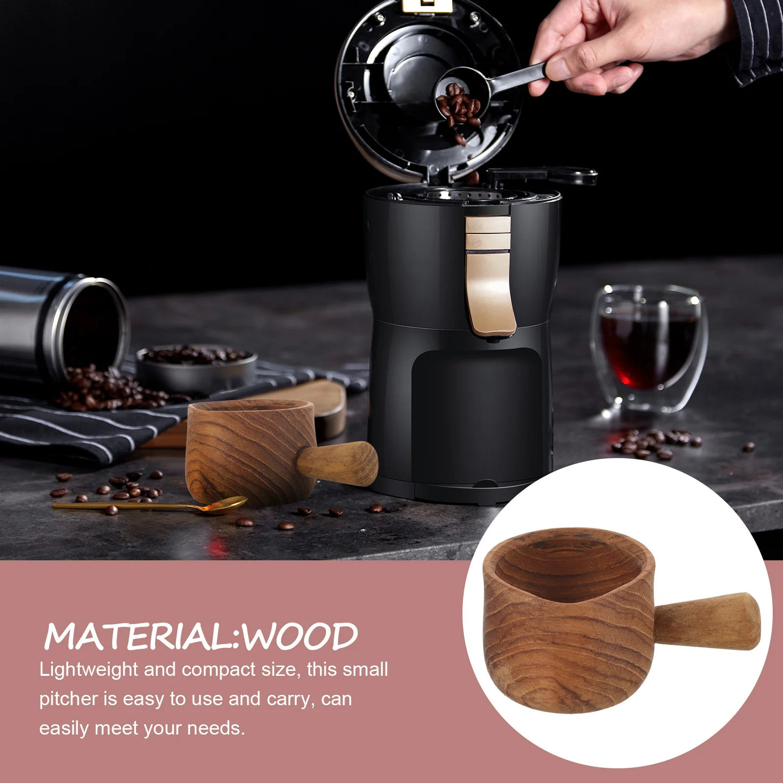 

Wooden Milk Pitcher Premium Mini Creamer Cup Lightweight Compact Spout Design Sauce Dispenser For Coffee