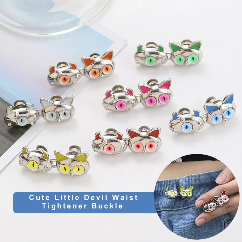 1 adet sevimli küçük şeytan ayarlanabilir pantolon bel gergi toka, hiçbir dikiş gerekli düğme ayarlayıcı için gevşek kot, etekler bel