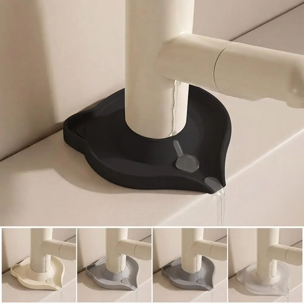 11cm Silicone Faucet Splash Guard Cute Cartoon Drip Catcher With Drain Hole Flexible Easy Install Faucet Mat For Bathroom Sink