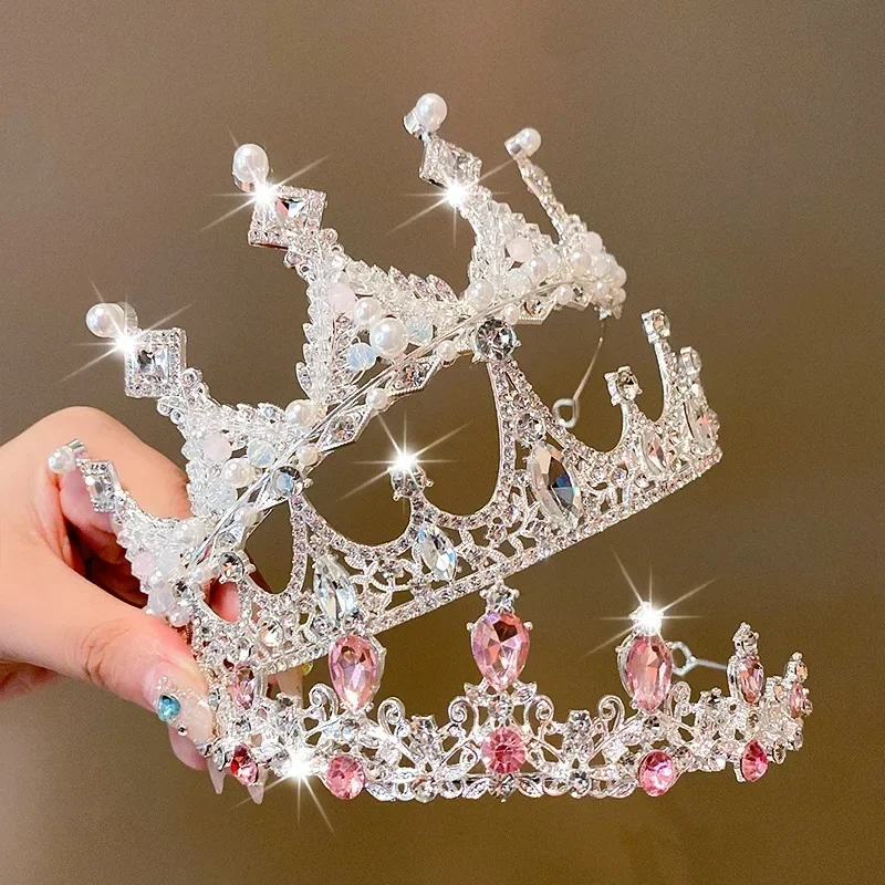 Kinder Prinzessin Krone Kristall Tiara Mädchen Haarschmuck High-End-Atmosphäre Tanz Performance Geburtstagsgeschenk Krone