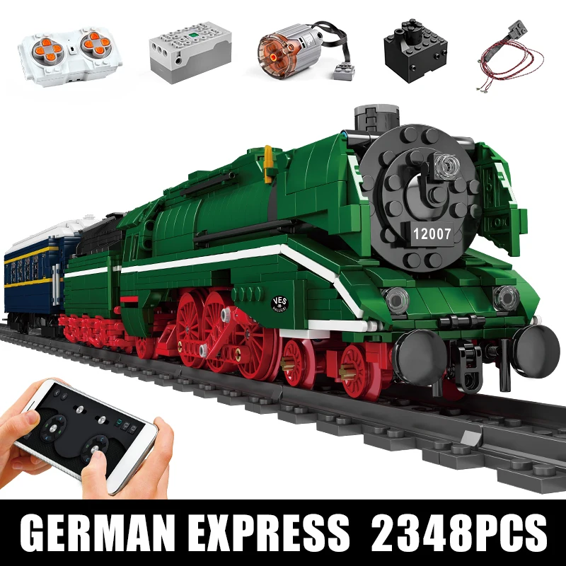 Mould King 12007 Technisches Auto-Spielzeug: APP- & RC-gesteuerter motorisierter BR18 201 Deutscher Expresszug Modellbausatz Bausteine Kinder Geschenk