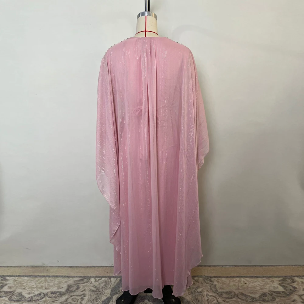

Uni New Women Abaya Muslim Fashion Hand Sewn Beads Long Sleeves Robe Female Dubai Elegant Evening Party Dress