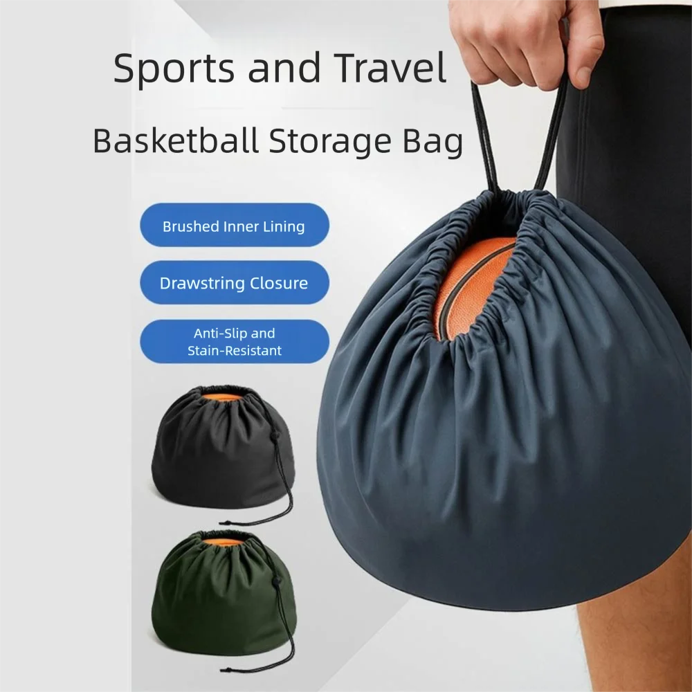 Solid Color Basketball Tote Bag Adjustable Single Shoulder Basketball Drawstring Storage Bag Large Capacity Lightweight