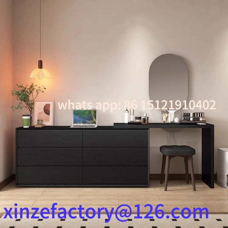 

Customizable Modern Simple Bedroom Retractable Dresser All Black