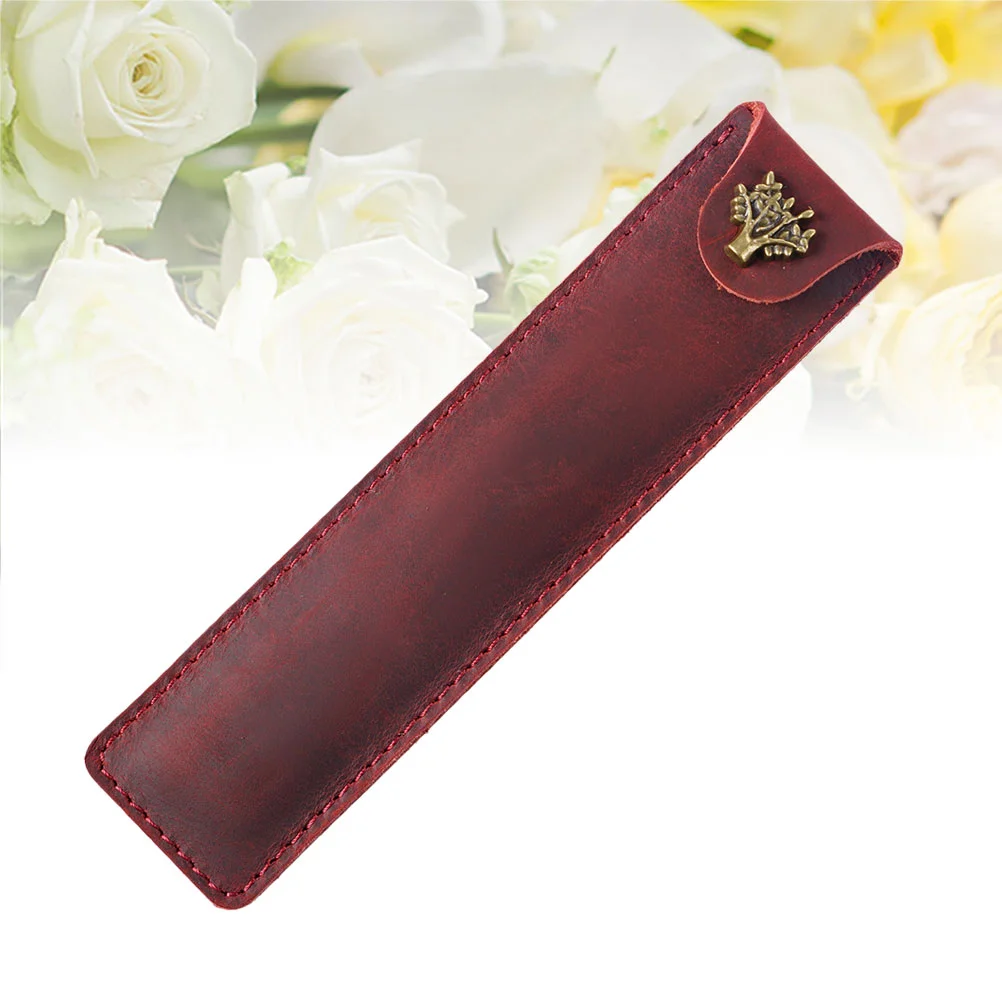 

Pen Pouch Holder Single Pencil Bag Pen Case with Snap Button for Fountain Ballpoint Pen (Crazy Horse