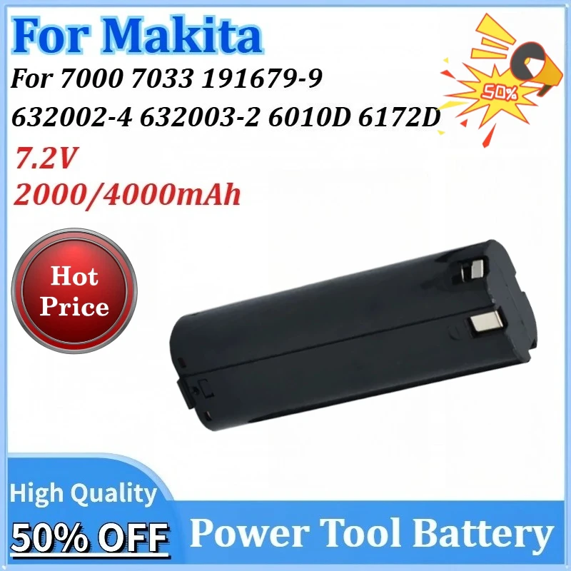 

7.2V 2000/4000mAh Newly upgraded Replacement Power Tools Battery for Makita 7000 7033 191679-9 632003-2 6010D 6172D 632002-4