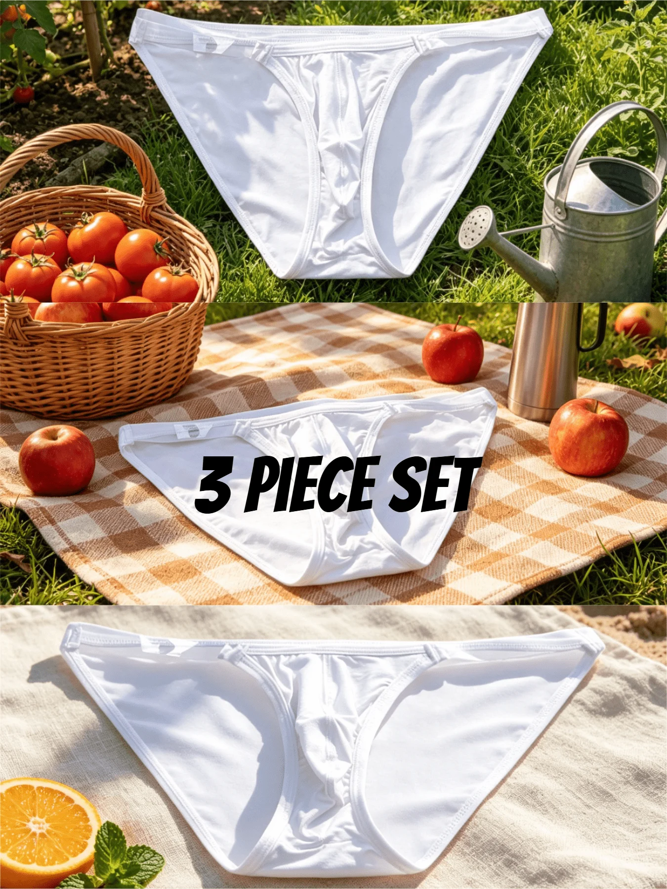Men's Briefs With Thin Side Straps Soft Skin Friendly Fabric 3D Pouch Low Rise Slim Cut Casual Underwear For Home And Vacation
